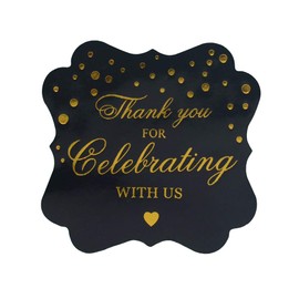 OPG Thank You For Celebrating With Us Stickers, Gold Thank You Sticker, Decorative Stickers for Party Supplies,50-Pack 2"