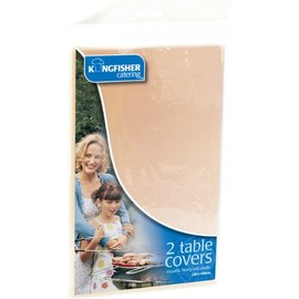 Kingfisher Plastic Table Covers, Cream, 120 x 120 cm, Pack of 2
