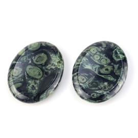 2PCS Thumb Worry Stone Natural Chakra Crystals Healing Stones Energy Stone for Anxiety, Stress, Calm Stripe Meditation (Kambaba Jasper)