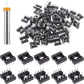 Youmile 50pcs DIP IC Socket Round 2.54mm Spacing 8 Pin IC Socket Adapter Round Hole Soldering Type High Quality Not Easy to Break with Tin Wire Pin for DIY Electronics Experiments