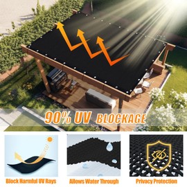 KANAGAWA 90% Sun Shade Cloth 12'X 16' Outdoor Pergola Shade Cover Canopy with Grommets UV Block Privacy Screen for Patio, Backyards, Outdoor, Carport, Garden, Black