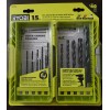 Ryobi 15 PC Hex Shank Black Oxide Drill Bit Set