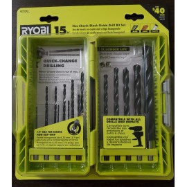 Ryobi 15 PC Hex Shank Black Oxide Drill Bit Set - A971503