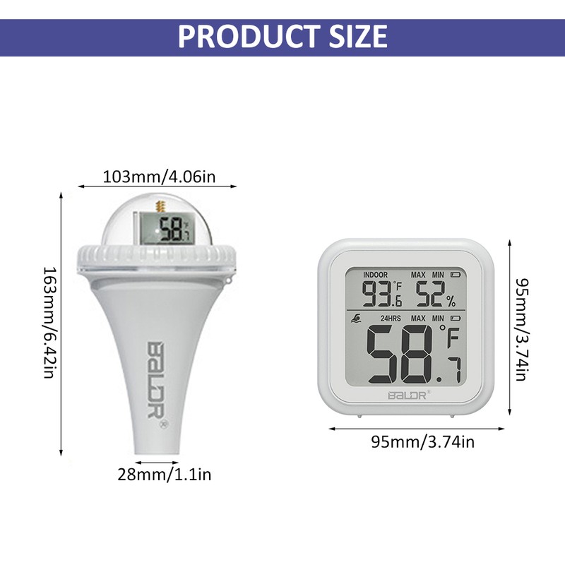 Pool Thermometer Wireless LCD Screen 360 Degree Visibility Pool Thermometer