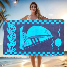 l&j Strandtuch aus Baumwolle, 160 x 90 cm, sandabweisend, Strandtuch, Badetuch für Erwachsene, schnelltrocknend, tragbares Reisetuch, Fitness, Yoga, Sauna, Camping, Fitnessstudio (Boot)