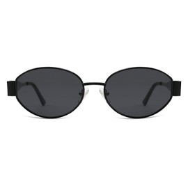 YUHONLNOR Sunglasses Women's Oval Metal Uv400 Protection Sunglasses Woman Sunglasses Women, black