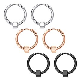 MODRSA 3 Pairs Hoop Earrings Set Hypoallergenic Endless Cartilage Huggie Earrings Sleeper for Women Men Inner Dia 14MM