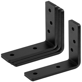 eoere 4 PCS 5" Heavy Duty Steel 90 Degree L Brackets for 2x2 Wood, Countertop Mantel Shelf Support, 5/16" Thick, Max Load 400 lbs