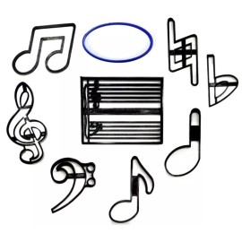AJT MUSIC MUSICAL NOTE SYMBOL NOTATIONS SET OF 9 COOKIE CUTTERS USA PR1596