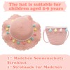 Straw Hat and Small Bag Set, Girls Children Summer Sun