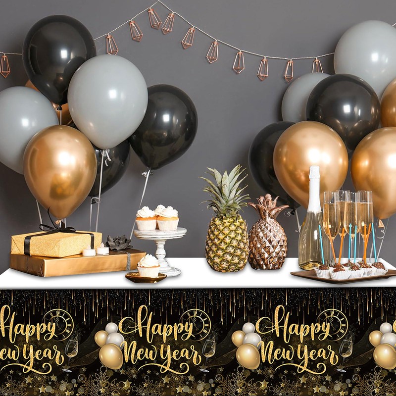 iwiio New Year Table Cloth, Happy New Year Decorations 2025,