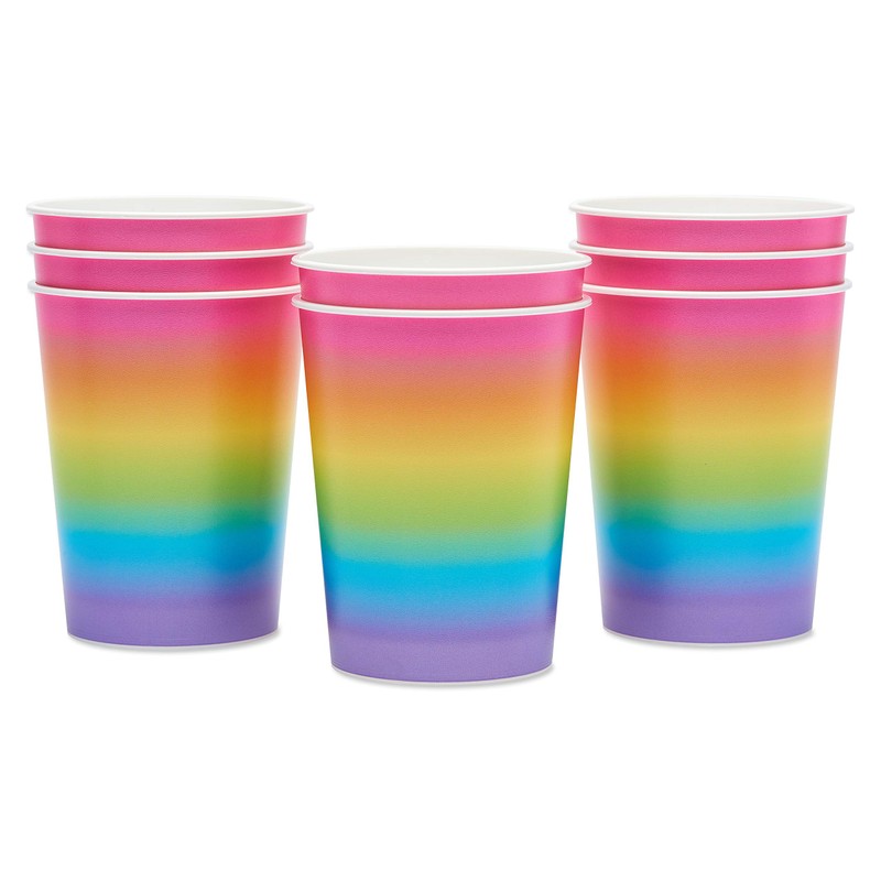 American Greetings Rainbow Party Supplies, Ombre 16 oz. Cups (8-Count)