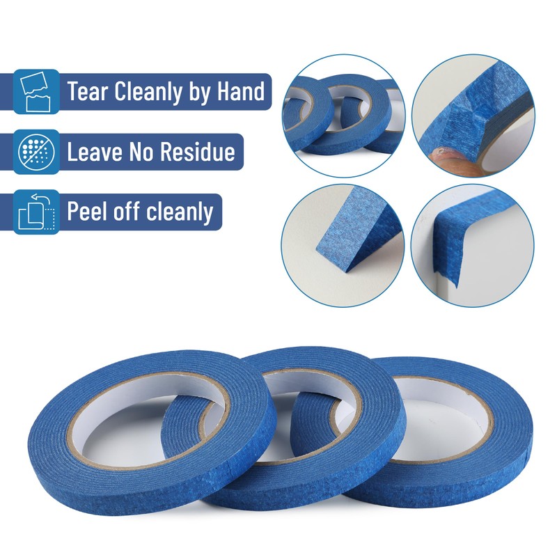 Mr. Pen- Black Masking Tape, 0.6 Inch Wide, 3 Rolls,