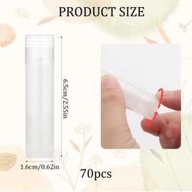 XIAQICA Pack of 70 Empty Lipstick Tubes, 5 ml Lip Balm Container with Cap, Reusable, Plastic, Refillable, Empty Lip Balm Stick for DIY Lipstick Sleeves (Transparent)
