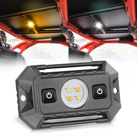 LTEODCHEW UTV Dome Light White and Amber, Aluminum IP68 Waterproof Flood Beam Car Interior Light 12V Wired Fits for 1.75"-4" Roll Bar for RZR Ranger X3 Wrangler Bronco Pickup Truck