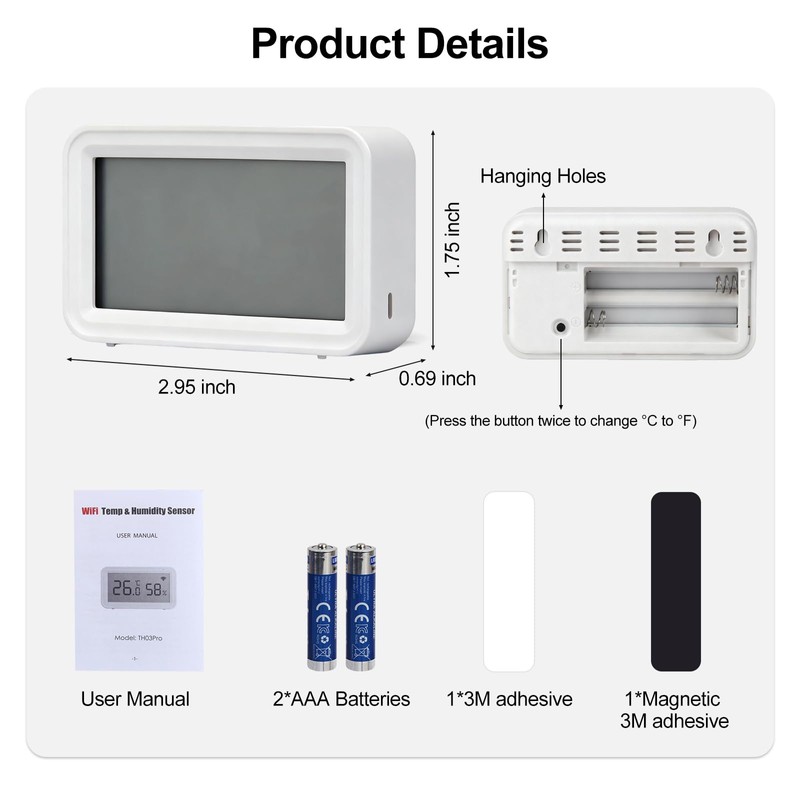 eMylo Smart WiFi Thermometer Hygrometer, Indoor Wireless Temperature Humidity Sensor