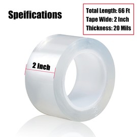 Transparent Window Weather Sealing Tape, 2 inch x 66 Ft, Clear Window Insulation Sealing Tape, Draft Stopper Adhesive Tape for Window Door Shower, No Residue