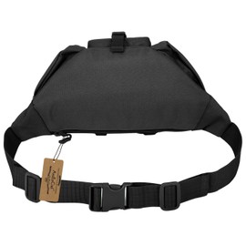 ArcEnCiel Tactical Fanny Pack for Men Waist Bag Hip Belt Outdoor Hiking Fishing Bumbag with Patch (Black)