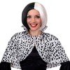 LADIES DALMATIAN PRINT COLLARED CAPE + BLACK/WHITE BOB WIG -