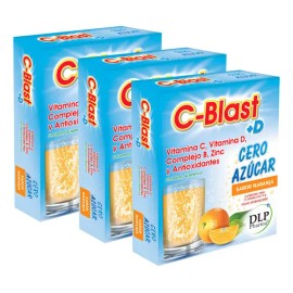 C-blast+d Vitamina C D Complejo B Zinc Antioxidantes 3cajas Sabor Naranja Cero Azucar