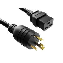 CableLeader 8ft NEMA L6-20P to C19 Heavy-Duty Locking Power Cord 12 AWG 20A/250V SJT High Voltage Extension Cord, Twist-Locking Cord, UL Listed, Black