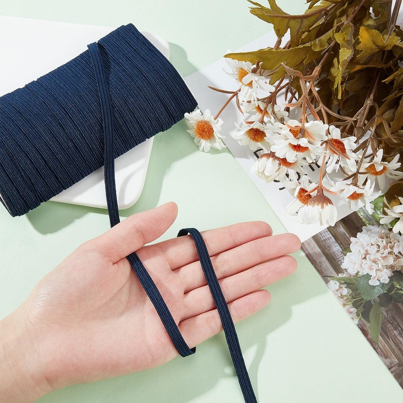 letsinstyle 15 Yards Flat Fabric Elastic Straps, Heavy Stretch Braiding