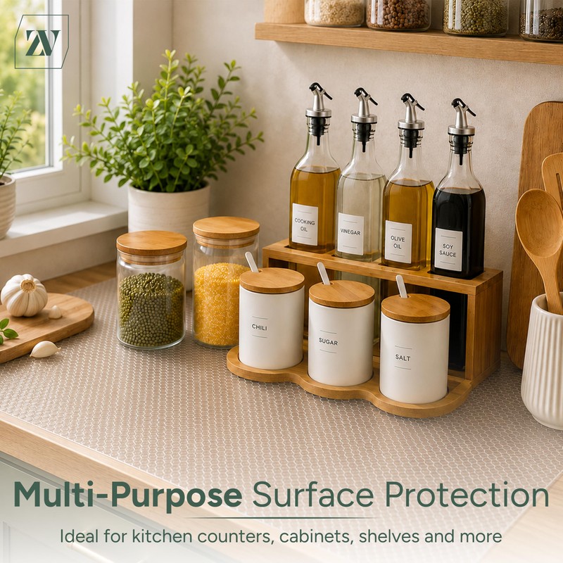 Zuvo Shelf Liners for Kitchen Cupboards, Non-Slip Drawer Liner 30x300cm