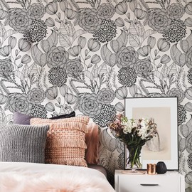 NuWallpaper NUS3501 Black Secret Garden Wallpaper