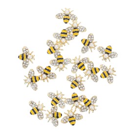 Vaguelly 20pcs Bee Shape Nail Charms Rhinestone Decorations DIY Charm Jewelry for Nails