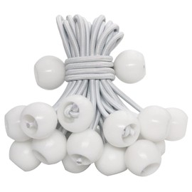 HomWanna Bungee Balls Cords 25Pcs - 4 inch White Flag Bungees Ties, Heavy Duty Tarp Banner Marquee Canopy Elastic Tie Down Straps for Telescopic Flag Pole Camping Tent Tarpaulin Cargo, UV Resistant