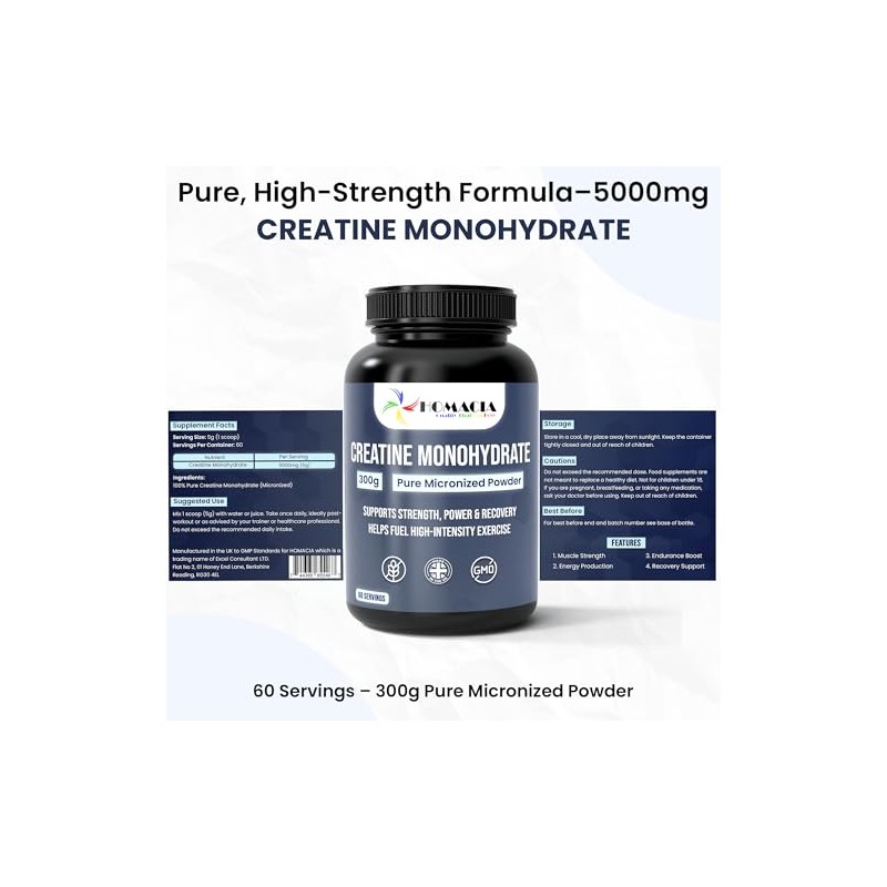 Creatine Monohydrate Powder | 100% Pure Micronized Creatine Powder |