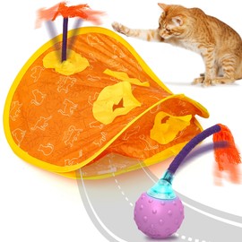 IOKHEIRA Cat Toy, Electric Cat Ball Toy, Interactive Cat Toy, Fast Rolling Ball in the Play Mat, Automatic Motion Activated