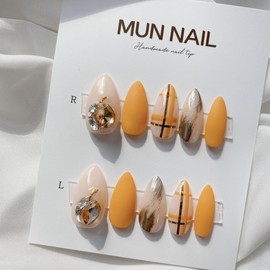 MunNail Caramel Check  - Short Oval / MunNail 캐러멜체크  - 숏오벌
