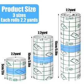 Kifmurase 3 Rolls Tattoo Aftercare Bandage Second Skin Tattoo Cover Up Patch Waterproof Transparent Stretch Adhesive Bandages Tape Clear Tattoos Film Wrap for Swimming Shower, 3 Sizes(2/4/6 Inch Wide)