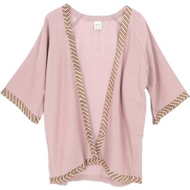 GURU SHOP Short Kimono, Cardigan, Open Cotton Kimono, Women, Black, Cotton, Size: One Size, rosewood