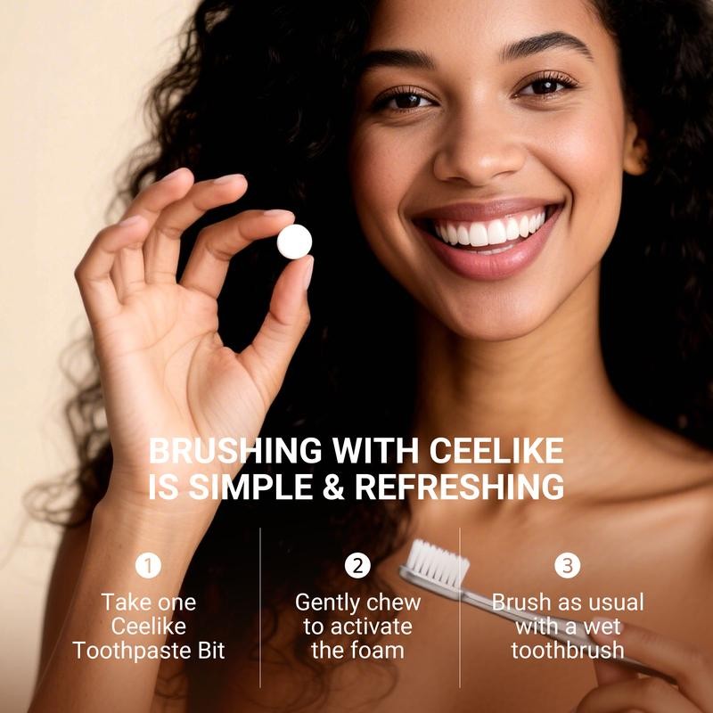 CEELIKE Solid Toothpaste – Fluoride-Free, Eco-Friendly, Portable, Long-Lasting Fresh Breath