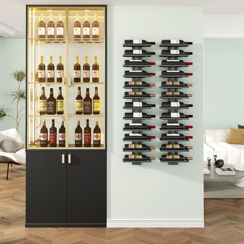IBUYKE Wall Mounted Wine Rack 12 Bottle,Metal Wine Bottle Holder