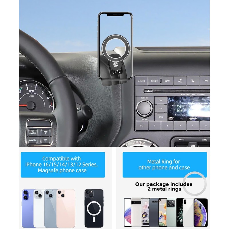 AbeeyGeomarn Magnetism Car Phone Holder for 2011-2017 Jeep Wrangler JK