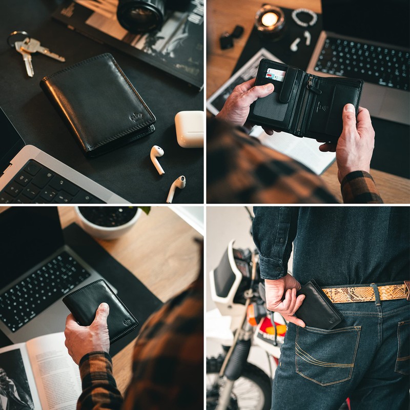Baur Men's Genuine Leather Wallet with RFID Protection Large Wallet