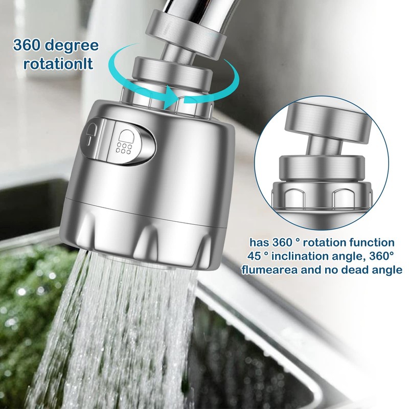 Vinabo Faucet Aerator, 360 Degree Rotating Swivel Head, Water Saving