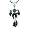 DGP Mens Sterling Silver Dragon Sword Pendant Necklace (Green), Sterling