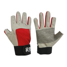 RIK SPORTS Sailing 2 Finger Shorts and 3 Full Finger Silicone Grip Padded Palm Gloves for Yachting Water Sports Stand-Up Boarding, Kayaking, and Rowing for Men, Women & Youth. (Red, Large)