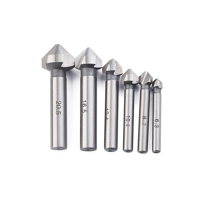 6 Pcs Cobalt Steel Single-End Countersink Chamfer Tool Deburring Tool