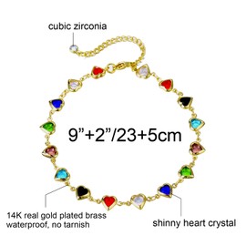 yipima Gold Ankle Bracelets for Women 14K Gold Plated Crystal Oval Round Butterfly Charm Chain Anklets for Women Waterproof