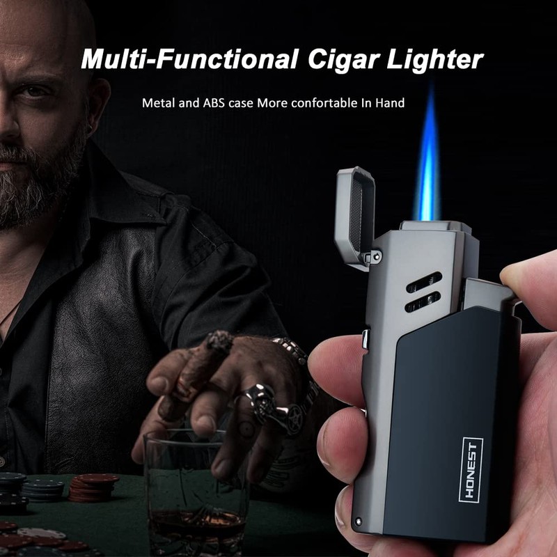 PROMISE Jet Torch Cigar Lighter - Adjustable Flame, Refillable with