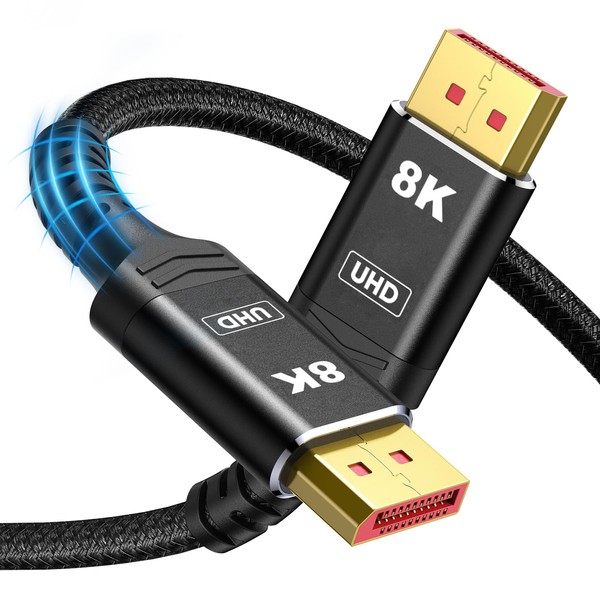 8K 4K DisplayPort Cable 1.4, Capshi 10FT DP Cable [VESA Certified, 8K@60Hz, 4K@144Hz, 2K@240Hz/165Hz/144Hz], Bradied 32.4Gbps High Speed Display Port Cable for Gaming Monitor, HDR/HDCP/FreeSync/G-Sync