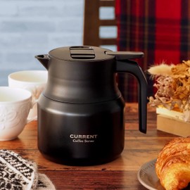 Atlas ACS-605BK Coffee Server, Unbreakable, Thermal Pot, Thermos, Stainless Steel, Disassembly Cleaning, Flow Adjustment, 0.65 L., Black