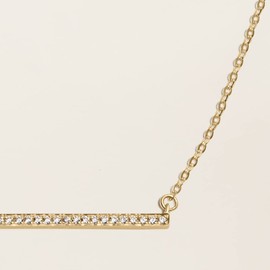 Caratant 14k Solid Gold Diamond Solitaire Station Necklace Series,No fading, No allergies, Non gold-plating,Lab grown Diamond, DEF VS~VVS,Lobster buckle (Pavé Bar(Yellow), White and Yellow Gold)