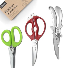 3-Piece Kitchen Scissors Set - Premium Stainless Steel Shears for Herbs, Poultry, and Cooking | Heavy Duty All-Purpose Scissors with Giftable Box - Kitchen Scissors For Food By Kiture