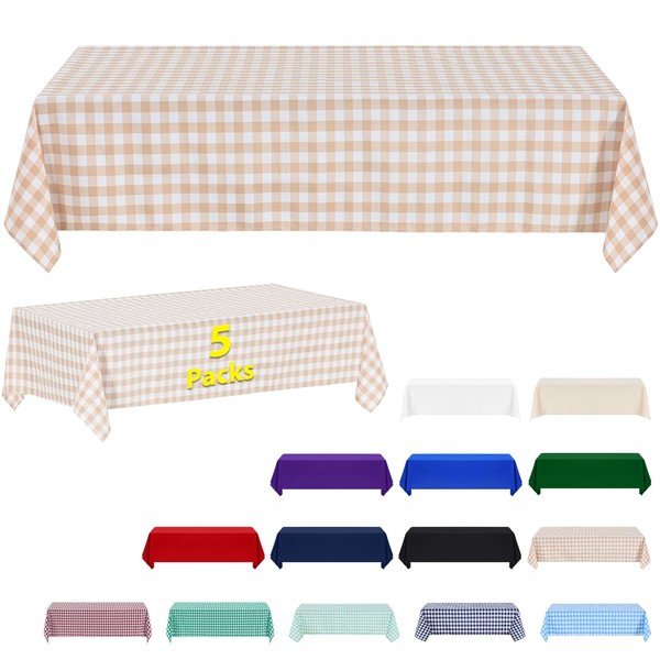ABCCANOPY 5 Pack Rectangle Polyester Tablecloth 90 x 156 Inch